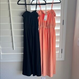 H&M Peach and Black Textured Sleeveless Dresses